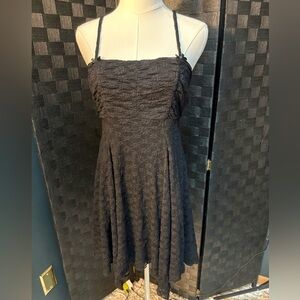 Black Lace Floral Fit-and-Flare Dress
